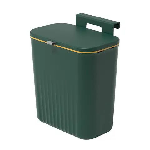 Sliding cover wall mounted trash bin