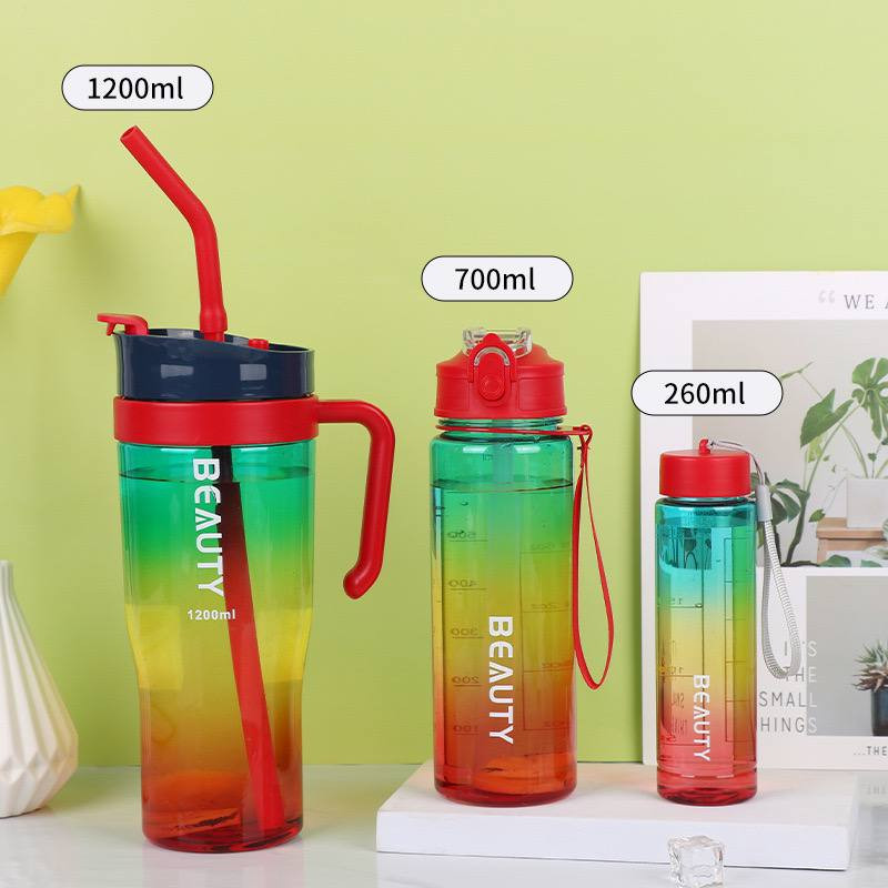 3 in1 water bottle and cup (TRANSPARENT) 1200ml + 700ml + 260ml