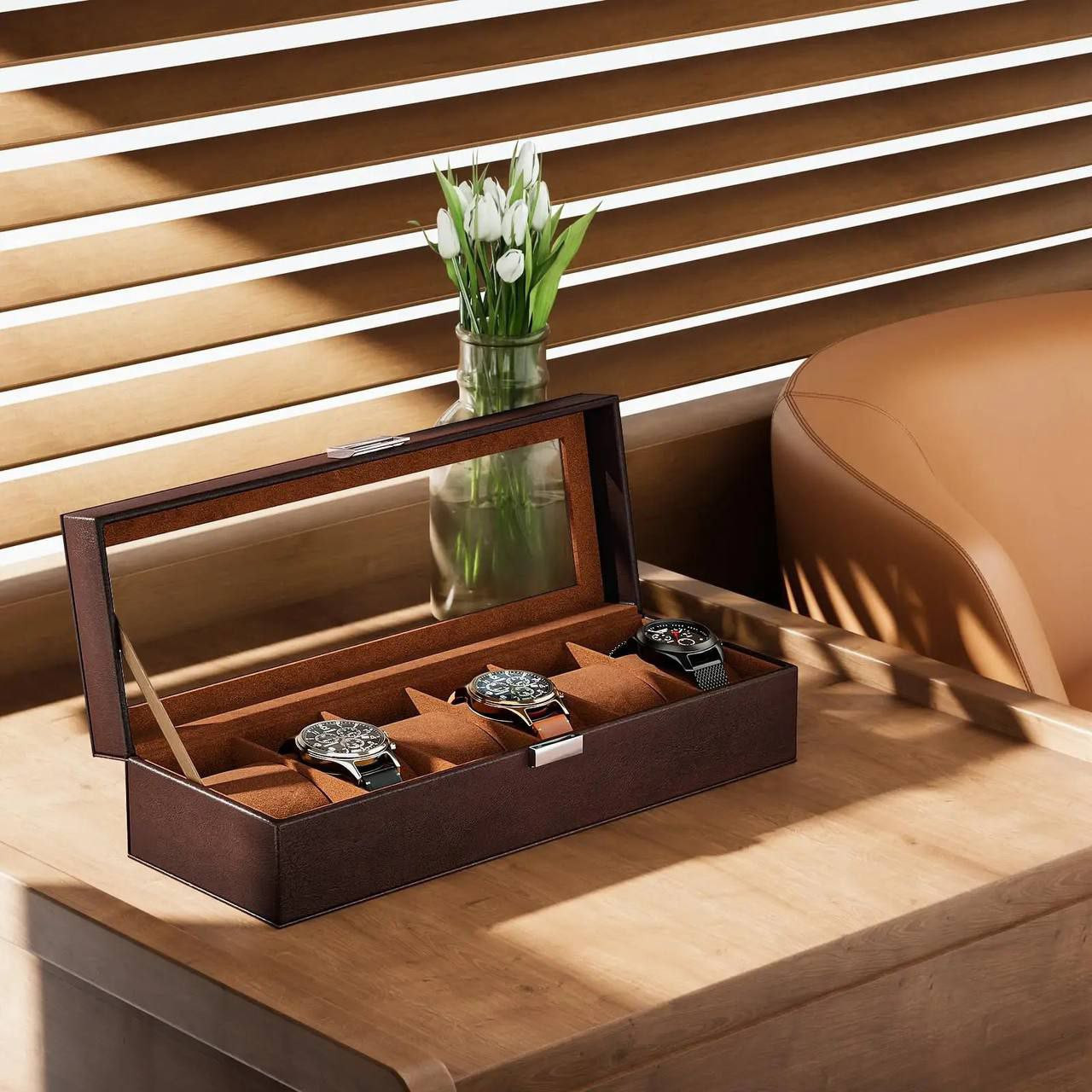 6pc Wooden watch case